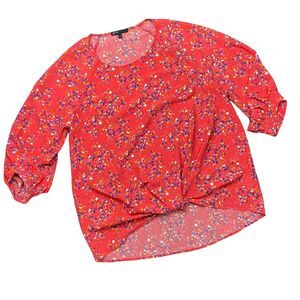 GIBSON x Living in Yellow L Womens Pink Ditzy Floral Maggie Twist Hem Top